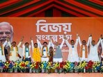 Prime Minister Narendra Modi during the �Vijay Sankalp rally� for West Bengal Assembly elections, at Barrackpore in North 24 Parganas district.