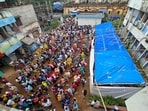 People submit their applications to the appellate tribunal set up to hear appeals related to the Special Intensive Revision (SIR) of electoral rolls, in Suri, in Birbhum district, West Bengal on April 11.(PTI)