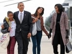 Barack and Michelle Obama with daughters Malia and Sasha. Barack and Michelle Obama with daughters Malia and Sasha.