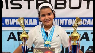 Aanya Tiwari with her medals. (HT PHOTO)