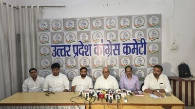 Ajay Rai addressing press conference at party office in Monday (Sourced)