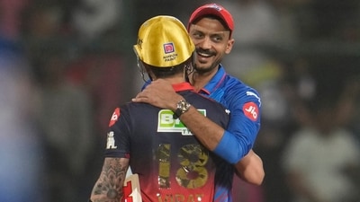 Axar Patel congratulates Virat Kohli after losing against RCB. (AP) Axar Patel congratulates Virat Kohli after losing against RCB. (AP)