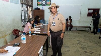 Mizoram chief minister Lalduhoma casts his vote in the Aizawl Municipal Corporation elections on April 21. (X) Mizoram chief minister Lalduhoma casts his vote in the Aizawl Municipal Corporation elections on April 21. (X)