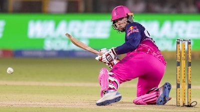Rajasthan Royals' Vaibhav Sooryavanshi plays a shot against Sunrisers Hyderabad in Jaipur. (HT_PRINT)
