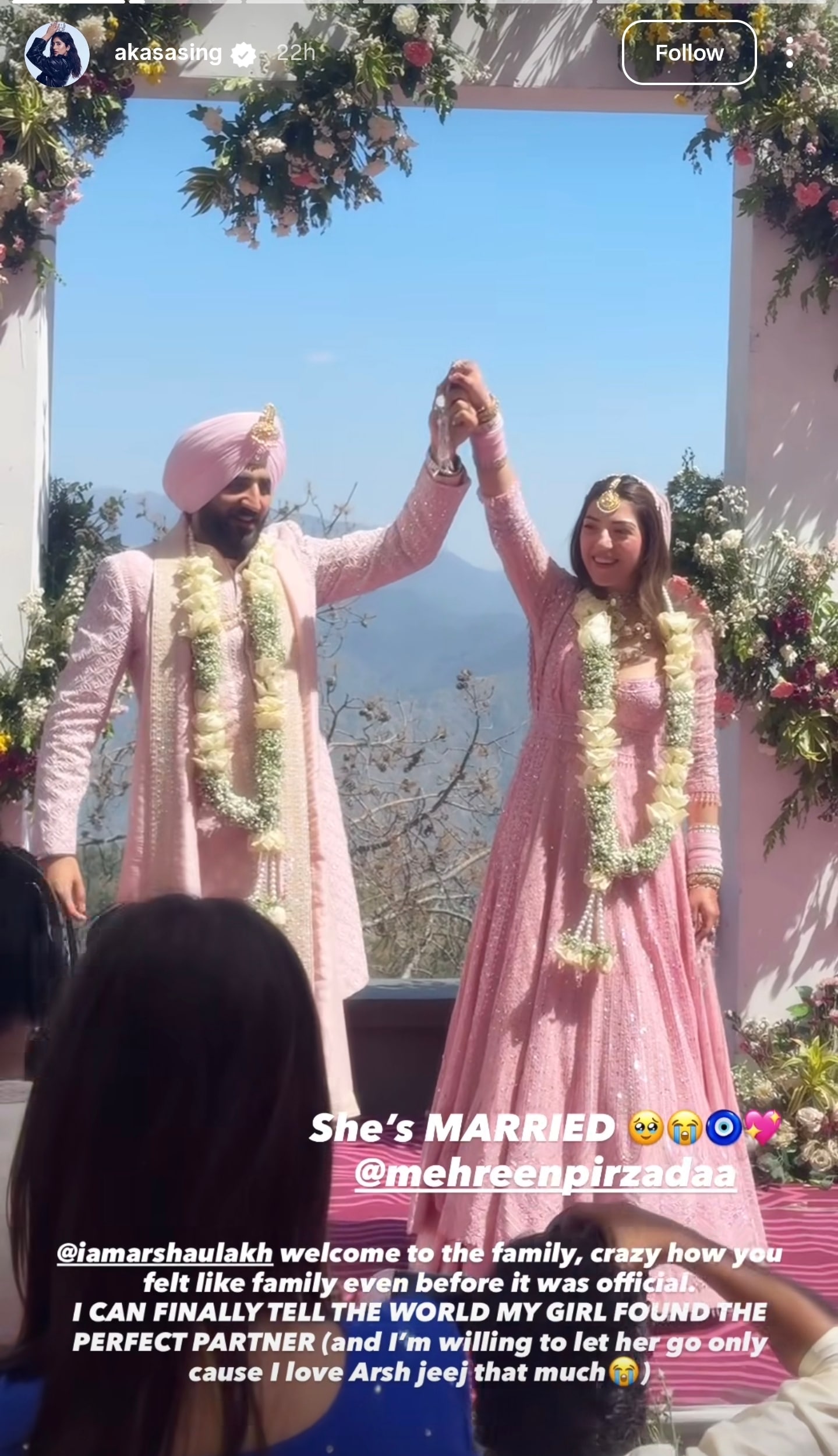 Akasa Singh's post for Arsh Aulakh and Mehreen Pirzada. Akasa Singh's post for Arsh Aulakh and Mehreen Pirzada.