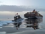 This photo obtained by AFP from the Iranian news agency Tasnim shows an Islamic Revolutionary Guard Corps (IRGC) boat allegedly taking part in an operation to seize ships attempting to cross the Strait of Hormuz, on April 21