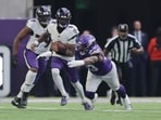 Ben Cleveland of the Baltimore Ravens looks on during warmups before the game against the Minnesota Vikings at US Bank Stadium on November 9. Ben Cleveland of the Baltimore Ravens looks on during warmups before the game against the Minnesota Vikings at US Bank Stadium on November 9.