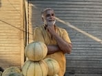 Fruit seller Zareef is selling muskmelons—kharbooja. (HT Photo)