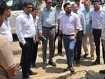 Inspections at Subhash, Rajiv and Mahavir chowks; focus on drainage, NMT corridors, traffic easing, waste removal and safety measures. (HT Photo)