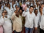 Mumbai, India. April 27, 2026 - Mumbai Auto Rickshaw Taximen`s Union`s leaders meeting with auto-rickshaw and taxi drivers at Keshav Gore Hall in Goregaon, after the state transport department’s mandate that auto-rickshaw and taxi drivers in Maharashtra must be able to speak basic Marathi. Mumbai, India. April 27, 2026. (Photo by Raju Shinde/HT Photo) (Raju Shinde)