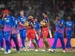 Virat Kohli from ECB along with Devdutt Padikkal after winning the match during the IPL match against Delhi Capitals