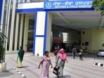 Work on the hospital’s mother and childcare wing is in its final stage, say officials. (HT)