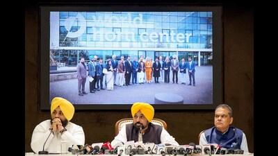 Chief minister Bhagwant Mann addressing a press conference in Chandigarh on Tuesday. (Sourced) Chief minister Bhagwant Mann addressing a press conference in Chandigarh on Tuesday. (Sourced)