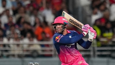 Chasing 223 runs, RR cruised to 228/4 in 19.2 overs. (PTI) Chasing 223 runs, RR cruised to 228/4 in 19.2 overs. (PTI)