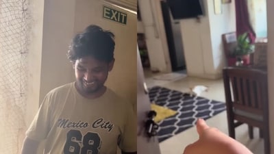 Delivery man finds woman’s door unlocked, guards her home till she returns. (Instagram@divyaunnyfilms) Delivery man finds woman’s door unlocked, guards her home till she returns. (Instagram@divyaunnyfilms)