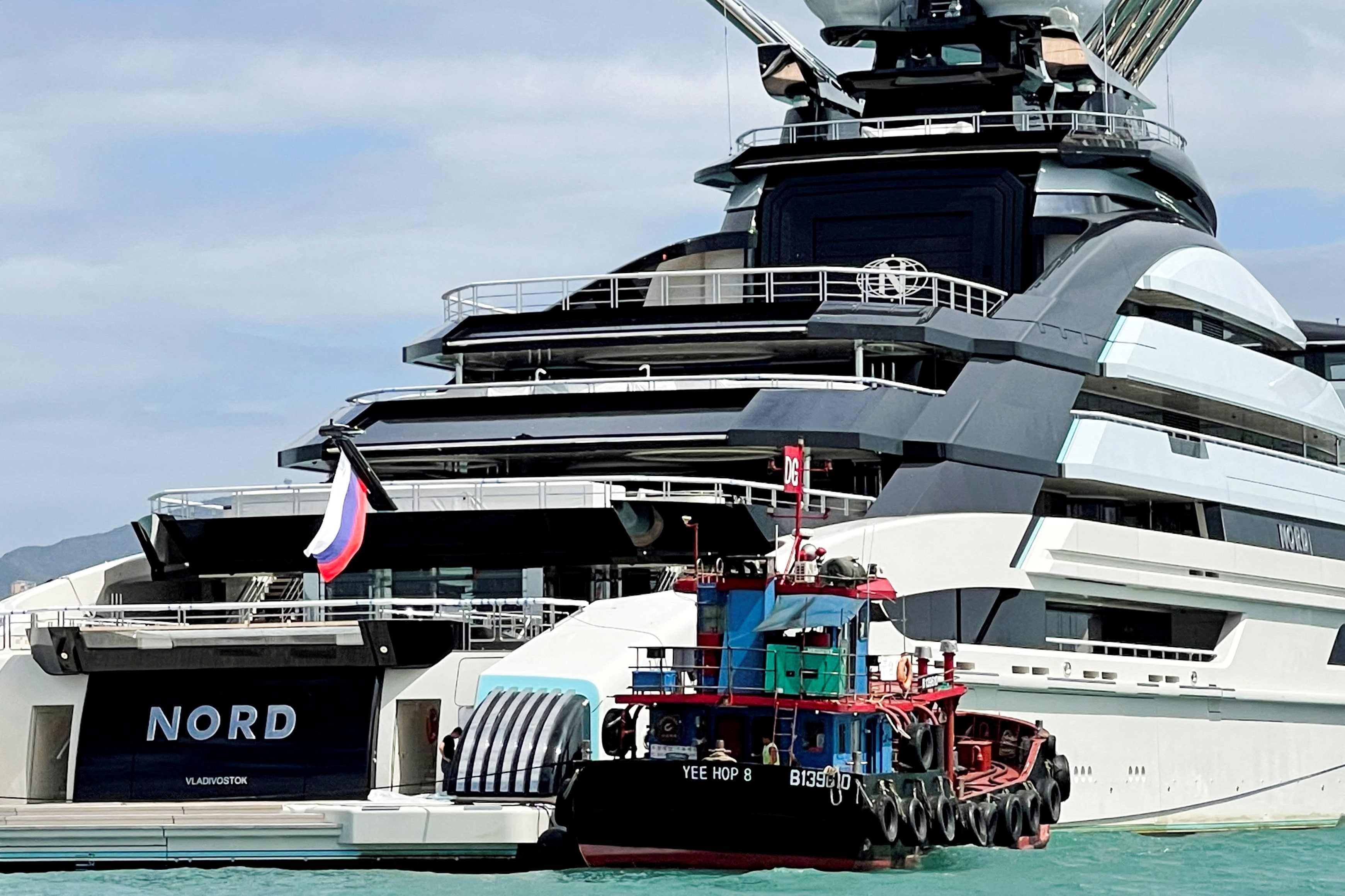 The 465-foot superyacht "Nord", linked to sanctioned Russian oligarch Alexei Mordashov is seen in Hong Kong, China, October 20, 2022. (REUTERS)
