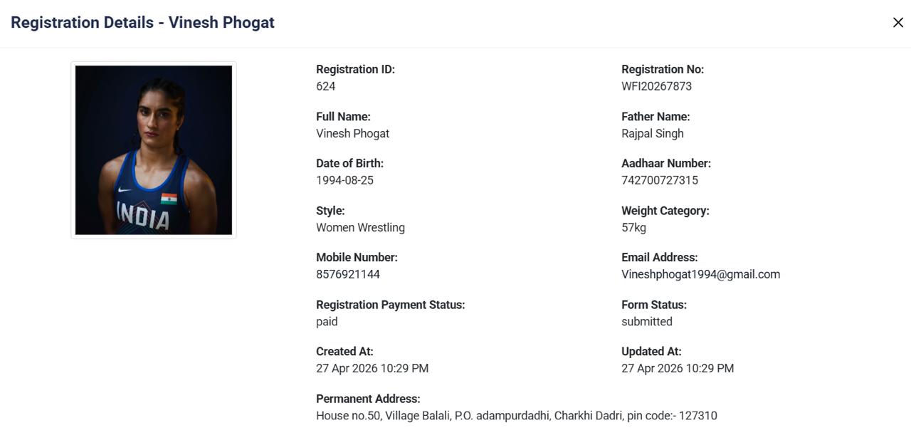 Vinesh registration
