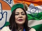 AICC secretary and state Mahila Congress in-charge Surbhi Verma interacting with the media in Shimla on Wednesday. (HT Photo)