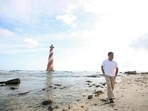 Lok Sabha Leader of Opposition Rahul Gandhi at the Great Nicobar Island, beyond the southern tip of the mainland South Indian peninsula.