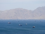 Vessels in the Strait of Hormuz, Musandam, Oman, April 27, 2026. REUTERS/Stringer
