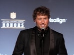 Los Angeles Rams' Matthew Stafford speaks after winning the AP Most Valuable Player award during football's NFL Honors award show in San Francisco, Thursday, Feb. 5, 2026. (AP Photo/Godofredo A. Vásquez)
