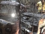 The mangled remains of the auto-rickshaw. (HT)