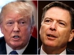 A combination of file photos show US President Donald Trump in the White House in Washington, DC, April 9, 2018 and former FBI Director James Comey on Capitol Hill in Washington, June 8, 2017.