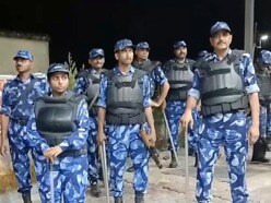 **EDS: SCREENGRAB VIA PTI VIDEOS** Bongaon: Central Armed Police Forces (CAPF) personnel deployed ahead of the second phase of polls, in Bongaon, Tuesday, April 28, 2026. (PTI Photo)(PTI04_28_2026_000703B)