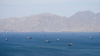 Vessels in the Strait of Hormuz, Musandam, Oman, April 27, 2026. REUTERS/Stringer (REUTERS)