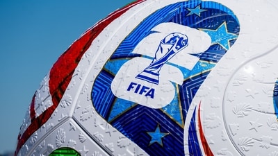 A FIFA World Cup soccer ball statue during a FIFA World Cup announcement at Staten Island University Hospital Park Minor League Baseball Stadium in the Staten Island borough of New York, US, on Monday, April 27, 2026. Mamdani and New York Governor Kathy Hochul are announcing a free fan zone program for the 2026 FIFA World Cup. Photographer: Angelina Katsanis/Bloomberg (Bloomberg)
