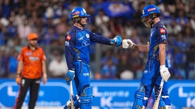 Will Jacks and Ryan Rickelton gave Mumbai the perfect start in the first innings as the two stitched 93-run stand in 43 balls. Jacks scored 46 off 22 in what was his first appearance this season. (PTI) Will Jacks and Ryan Rickelton gave Mumbai the perfect start in the first innings as the two stitched 93-run stand in 43 balls. Jacks scored 46 off 22 in what was his first appearance this season. (PTI)