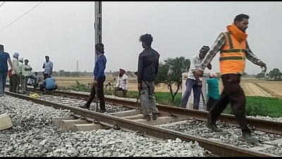 The railway track where a detonation was attempted at Rajpura, in Patiala, on Tuesday. (ANI Video Grab) The railway track where a detonation was attempted at Rajpura, in Patiala, on Tuesday. (ANI Video Grab)