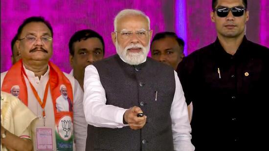 Prime Minister Narendra Modi inaugurates Ganga Expressway, in Hardoi, Uttar Pradesh. (@NarendraModi/Yt via PTI Photo) (@NarendraModi)
