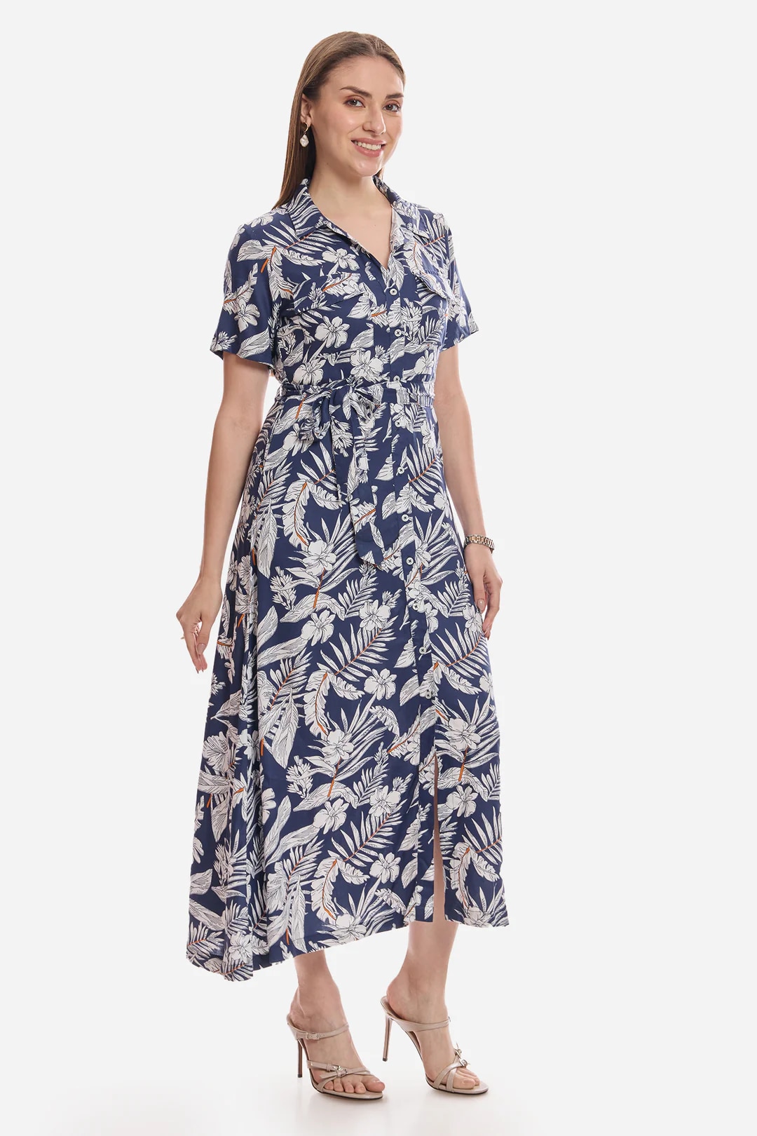 Patterned twill maxi shirt dress (Virgio) Patterned twill maxi shirt dress (Virgio)