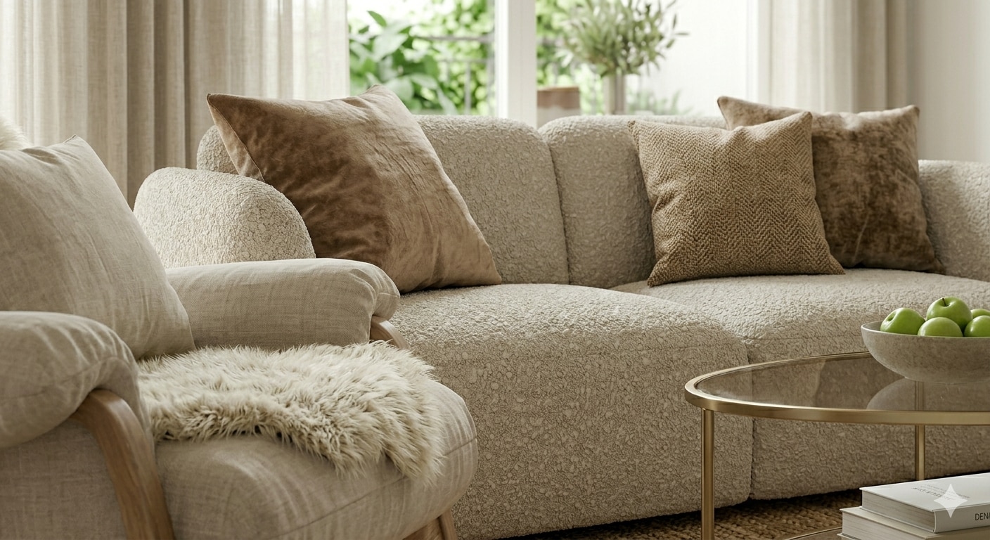 Add subtle variations with your cushion and throws. (Picture credit: Gemini AI) Add subtle variations with your cushion and throws. (Picture credit: Gemini AI)