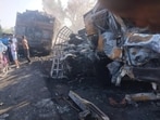 A truck driver was charred to death and another sustained serious injuries after two trucks collided head-on and caught fire near Khalchian village on the Ferozepur-Fazilka road in the early hours of Thursday. A truck driver was charred to death and another sustained serious injuries after two trucks collided head-on and caught fire near Khalchian village on the Ferozepur-Fazilka road in the early hours of Thursday.