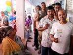 Voters queue up as they wait to cast their votes during the second phase of the West Bengal Assembly elections 2026 at a polling station, in Howrah. Voters queue up as they wait to cast their votes during the second phase of the West Bengal Assembly elections 2026 at a polling station, in Howrah.