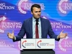 Turning Point USA Founder Charlie Kirk speaks during a campaign rally, Oct. 24, 2024, in Las Vegas. (AP Photo/John Locher, File)