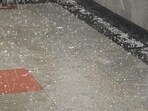 Hailstorm seen in Ghaziabad on Thursday. (Hindustan Times)