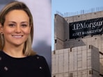 Lorna Hajdini (L) and a building of JP Morgan Chase.