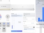 Our experience with the MirAIe app on iOS, allowing extensive controls for cooling modes, Converti8 power saving, Proximity Control and also power consumption (Vishal Mathur/HT)