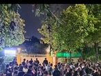 Students holding a protest on Tuesday night. (SOURCED)