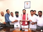 chief minister Nayab Singh Saini meeting representatives of Punjab’s Dhank community in Chandigarh. (Sourced)