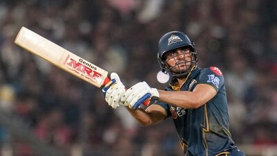 Watching his opening colleagues across the top four teams raise the bar for how to bat in the powerplay, more was demanded of Shubman Gill. The GT captain answered with a huge 24-run over of Josh Hazlewood, as he played one of his most fluent IPL knocks with 43(18). (PTI) Watching his opening colleagues across the top four teams raise the bar for how to bat in the powerplay, more was demanded of Shubman Gill. The GT captain answered with a huge 24-run over of Josh Hazlewood, as he played one of his most fluent IPL knocks with 43(18). (PTI)