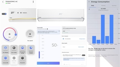 Our experience with the MirAIe app on iOS, allowing extensive controls for cooling modes, Converti8 power saving, Proximity Control and also power consumption (Vishal Mathur/HT) Our experience with the MirAIe app on iOS, allowing extensive controls for cooling modes, Converti8 power saving, Proximity Control and also power consumption (Vishal Mathur/HT)