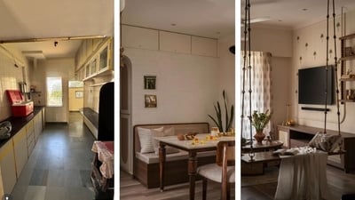 1.5 BHK flat transformation into a beautiful home. (anam.taufik.studio/Instagram) 1.5 BHK flat transformation into a beautiful home. (anam.taufik.studio/Instagram)