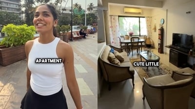 A Mumbai woman showed her 2BHK Bandra apartment, detailing ₹80-90K rent and calling it priceless. (Instagram/arya_kothari) A Mumbai woman showed her 2BHK Bandra apartment, detailing ₹80-90K rent and calling it priceless. (Instagram/arya_kothari)