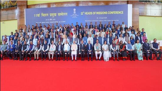 Prime Minister Narendra Modi on Thursday attended the 11th Heads of Mission Conference, organised by the external affairs ministry.