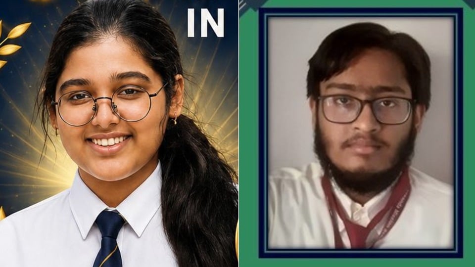 আনন্দপুরের দ্য হেরিটেজ স্কুলের ইলিনা রাজকুমার উদানি এবং জোকার বিবেকানন্দ মিশন স্কুলের সুজাত পাল। (ছবি সৌজন্যে স্কুল কর্তৃপক্ষ)