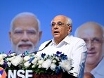 Gujarat CM Bhupendra Patel during a public address on Gujarat Gaurav Divas in Gandhinagar.